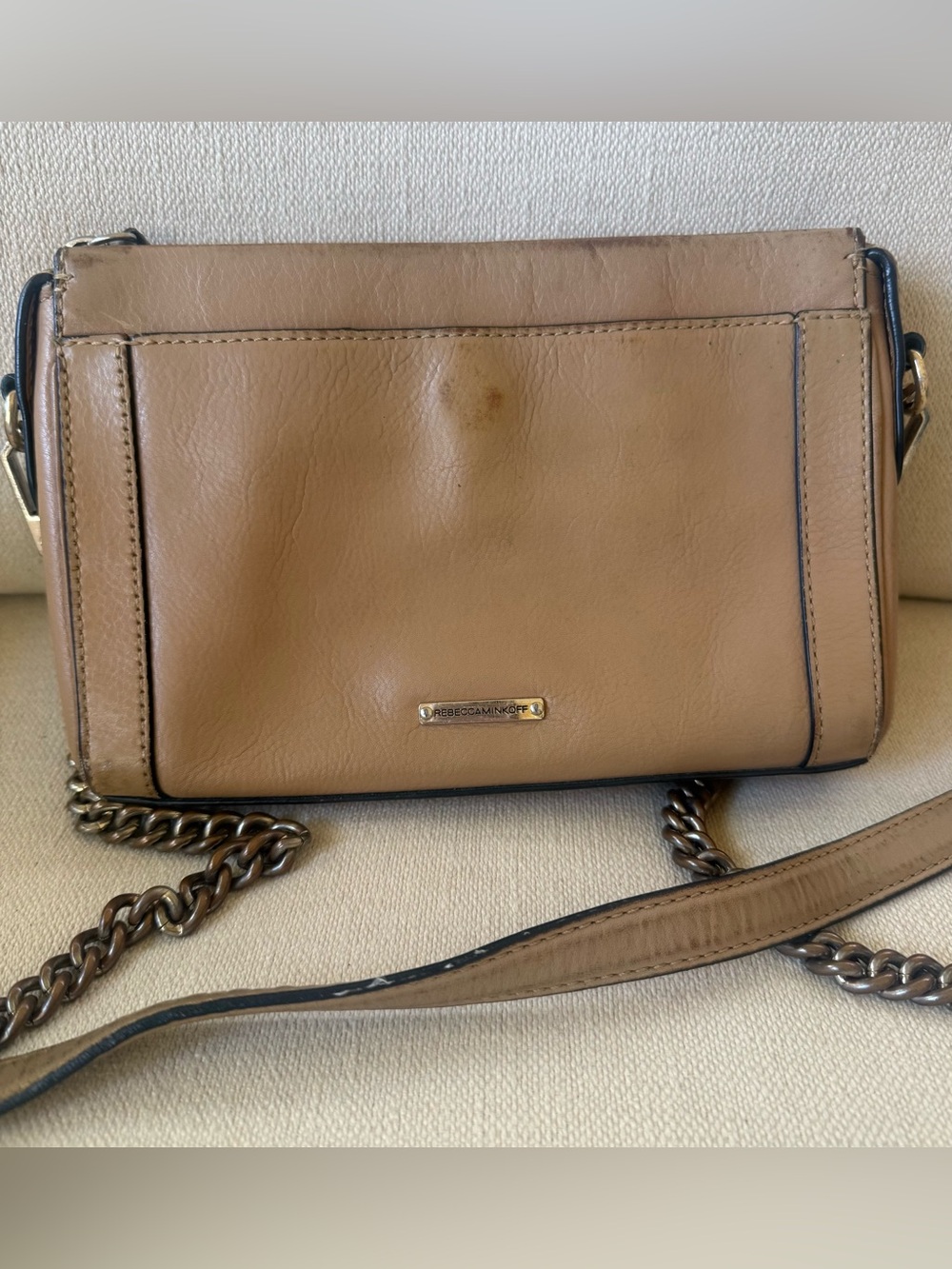 REBECCA MINKOFF Tan Leather Crossbody Bag